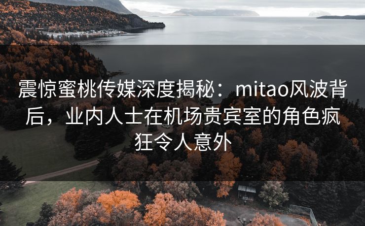 震惊蜜桃传媒深度揭秘:mitao风波背后,业内人士在机场贵宾室的角色疯狂令人意外 震惊蜜桃传媒深度揭秘:mitao风波背后,业内人士在机场贵宾室的角色疯狂令人意外