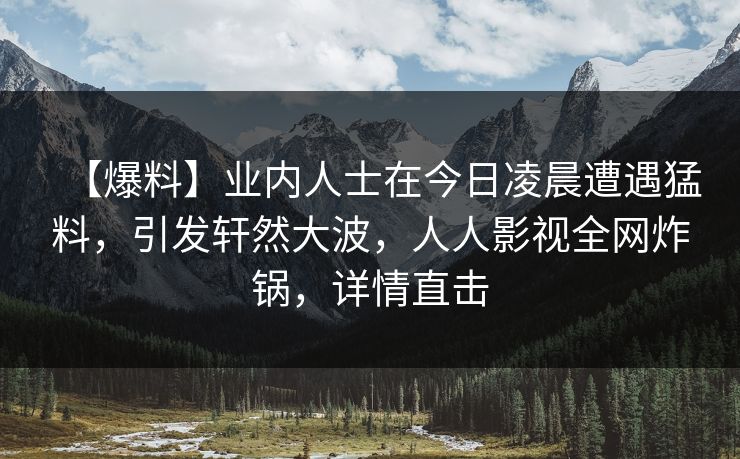 【爆料】业内人士在今日凌晨遭遇猛料，引发轩然大波，人人影视全网炸锅，详情直击