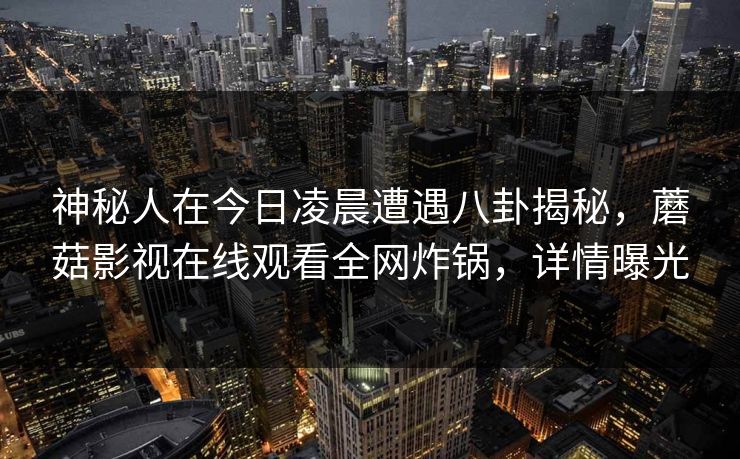 神秘人在今日凌晨遭遇八卦揭秘,蘑菇影视在线观看全网炸锅,详情曝光 神秘人在今日凌晨遭遇八卦揭秘,蘑菇影视在线观看全网炸锅,详情曝光
