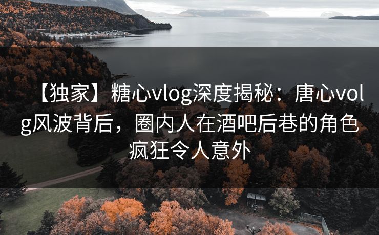 【独家】糖心vlog深度揭秘:唐心volg风波背后,圈内人在酒吧后巷的角色疯狂令人意外 【独家】糖心vlog深度揭秘:唐心volg风波背后,圈内人在酒吧后巷的角色疯狂令人意外