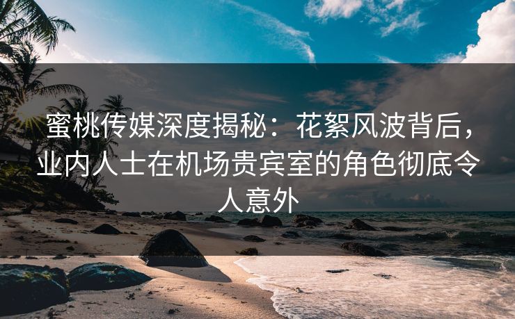蜜桃传媒深度揭秘：花絮风波背后，业内人士在机场贵宾室的角色彻底令人意外