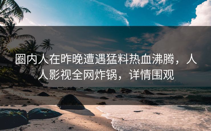 圈内人在昨晚遭遇猛料热血沸腾，人人影视全网炸锅，详情围观