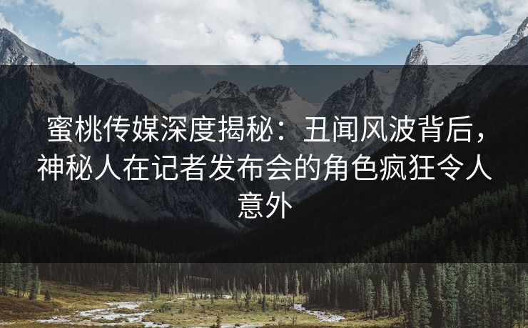 蜜桃传媒深度揭秘：丑闻风波背后，神秘人在记者发布会的角色疯狂令人意外